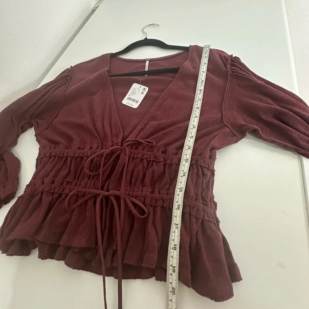Free People Let’s Go Blouse in Red Bark size Medium NWT